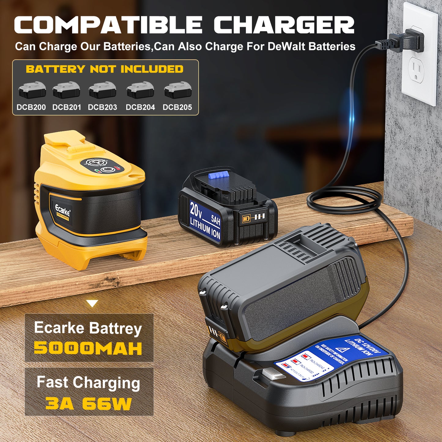 Ecarke 200W Portable Power Station Generator for DeWALT 20V