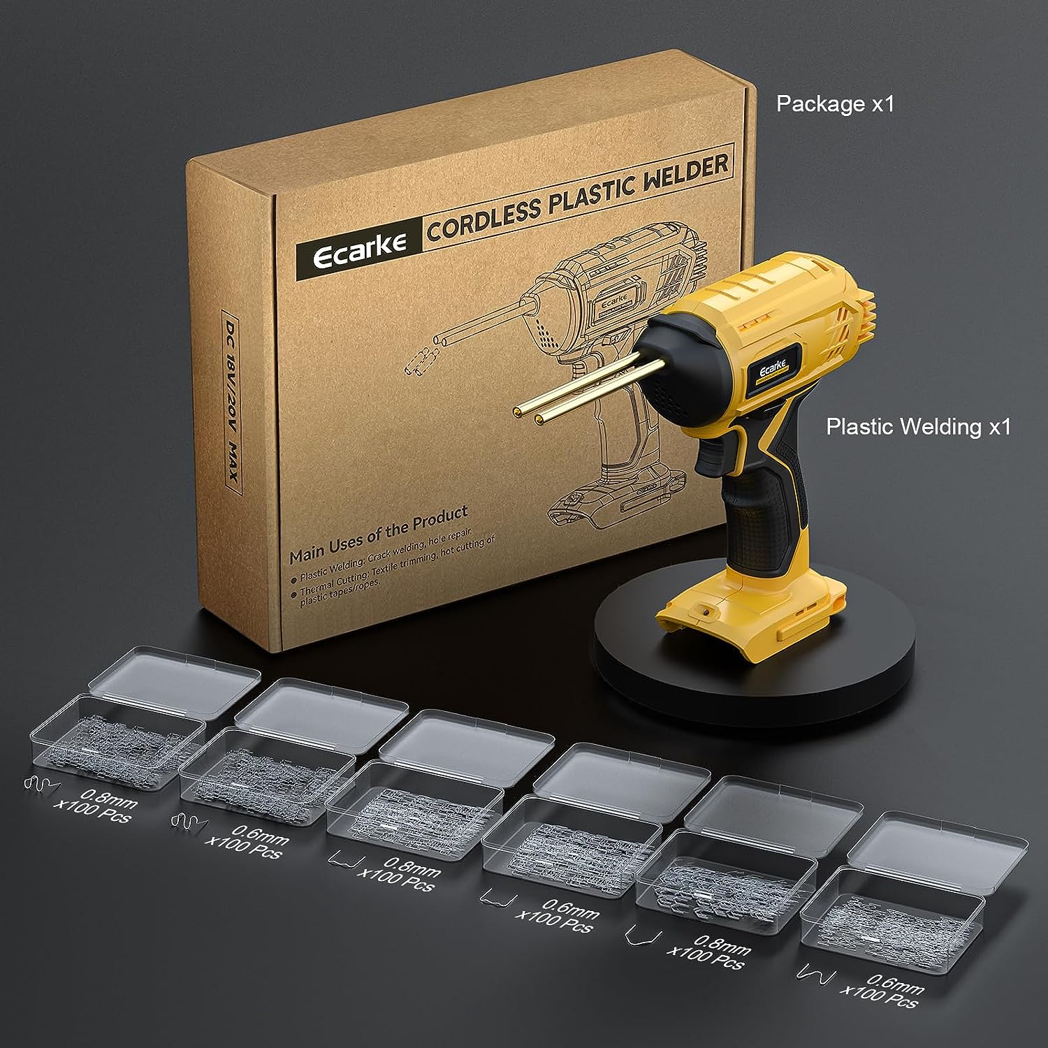 Cordless Plastic Welder Gun for Dewalt 20V Battery Ecarke