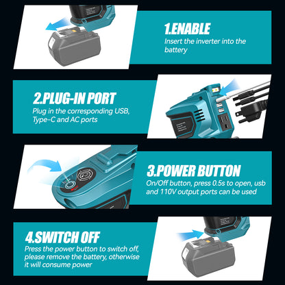 Ecarke Power Inverter for Makita 18V Battery