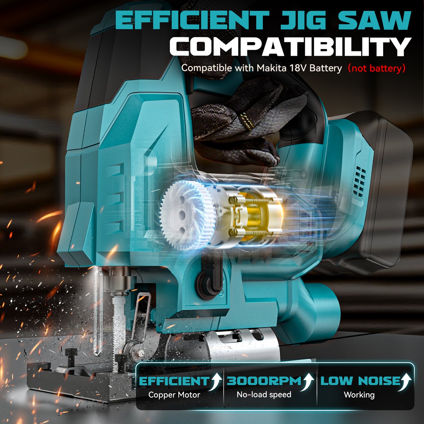 Ecarke Cordless Jig Saw Compatible With Makita 18V Battery (Without Battery)