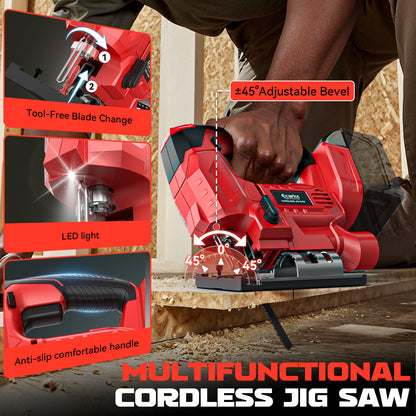 Ecarke Cordless Jig Saw Compatible With Milwaukee 18V Battery (Without Battery)
