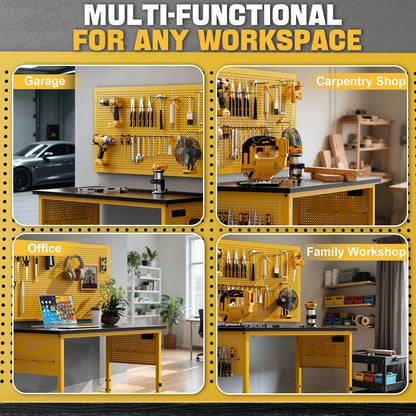 Ferreteriai 47" Heavy Duty Workbench with Power Outlet & USB-C, Exclusive Yellow Side Battery Holder