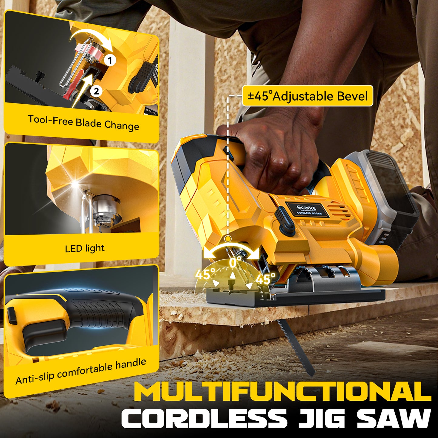 Ecarke Cordless Jig Saw Compatible With Dewalt 20V Max Battery (Exclude Battery)