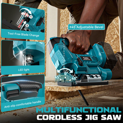 Ecarke Cordless Jig Saw Compatible With Makita 18V Battery (Without Battery)
