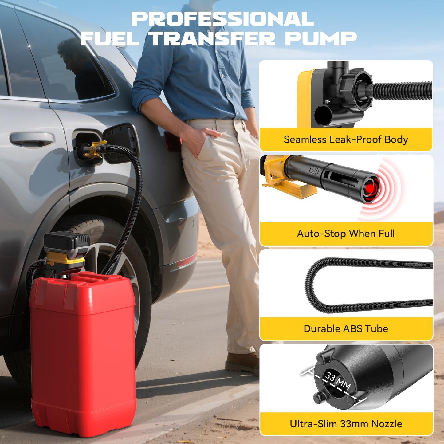 Ecarke Auto Shut-Off 3.2GPM Cordless Fuel Transfer Pump, Compatible with DeWalt 20V Milwaukee 18V Battery (No Battery)