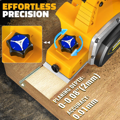 Cordless Electric Hand Planer: 3-1/4-Inch Handheld Planer Compatible with Dewalt 20V Battery (No Battery)