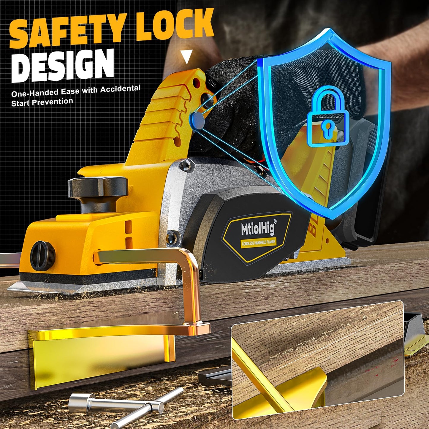 Cordless Electric Hand Planer: 3-1/4-Inch Handheld Planer Compatible with Dewalt 20V Battery (No Battery)