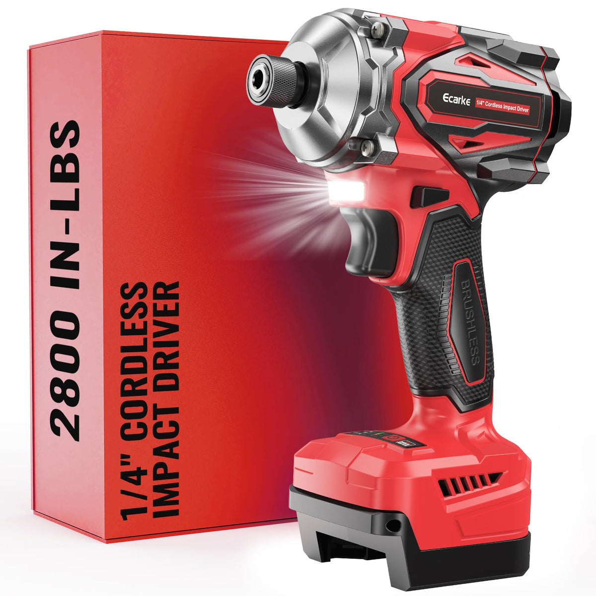 Best Milwaukee impact driver with a bright light on a white background