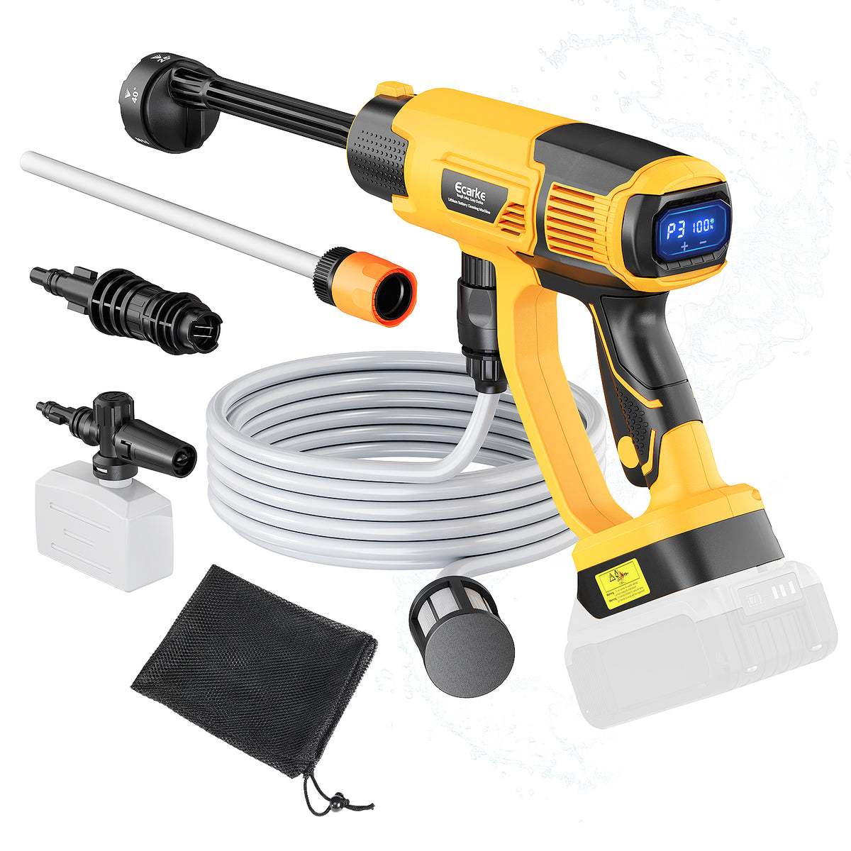 Portable pressure washer with accessories on a white background